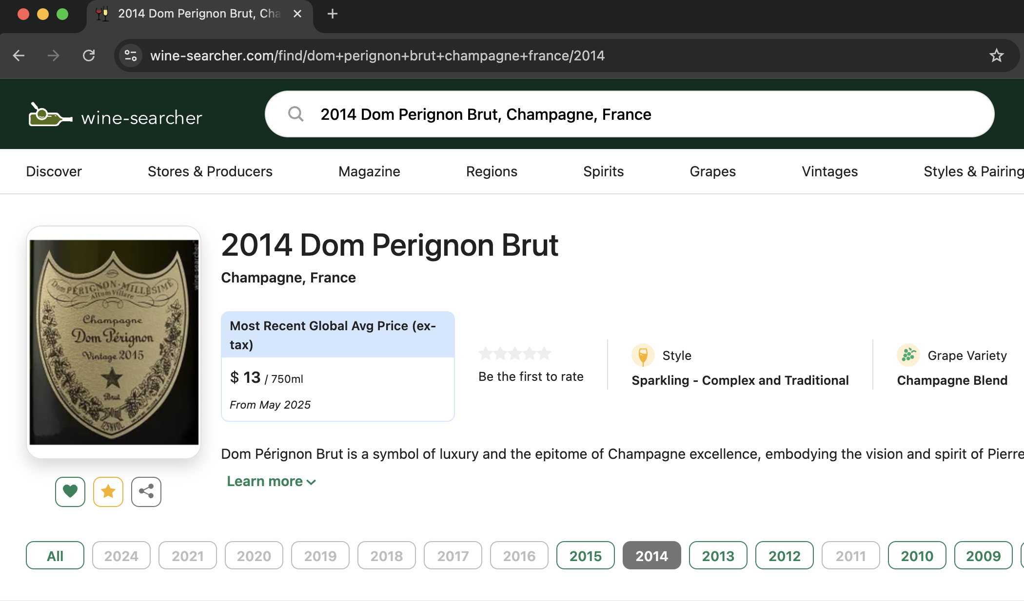 Dom Perignon 2014 doesn't exist